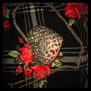 Long Silver Heart Necklace